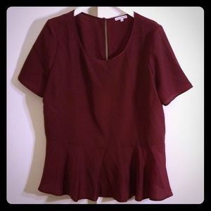 NWOT Maroon Peplum Top